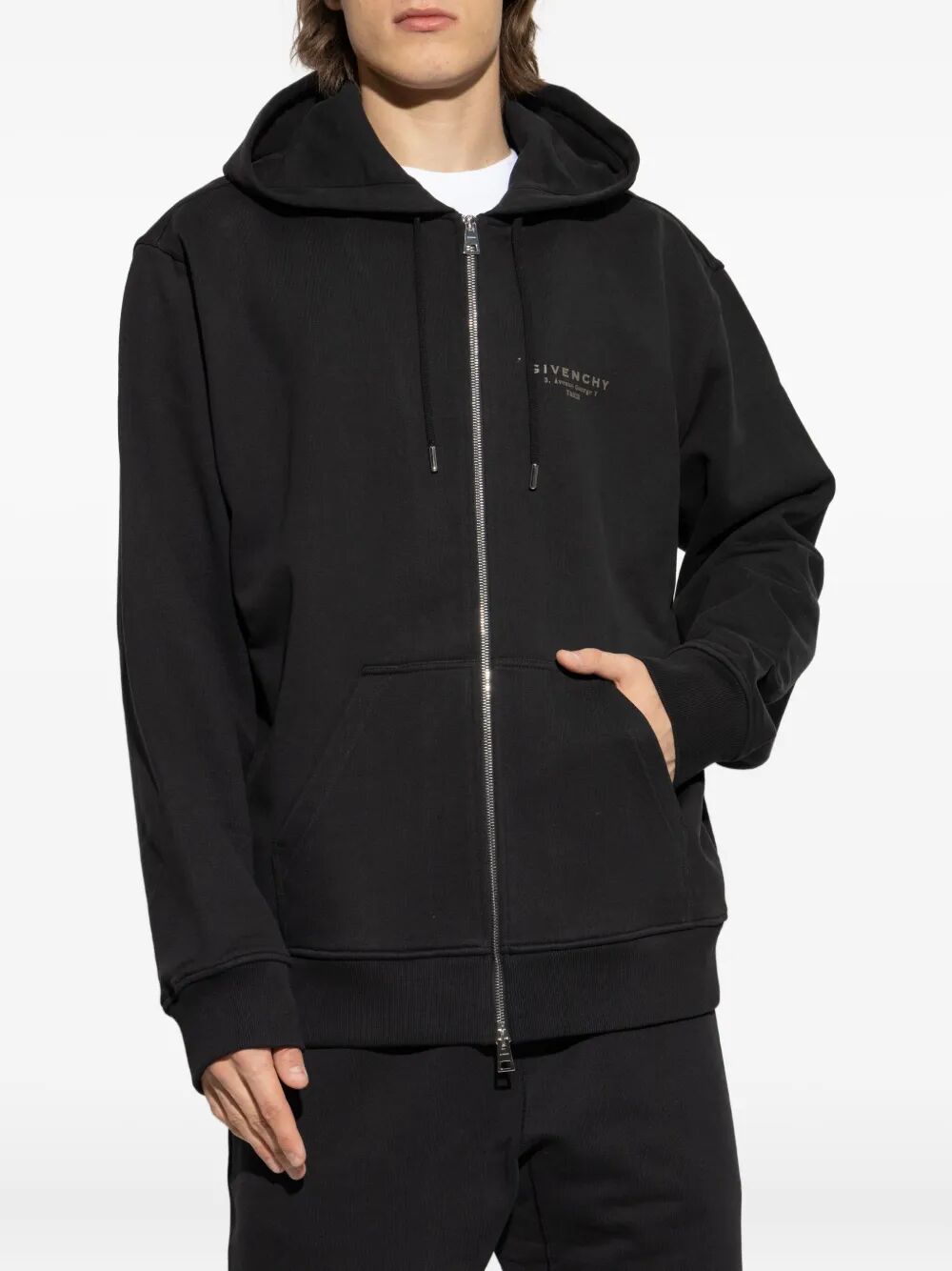 Givenchy Men Zipped Cotton Hoodie