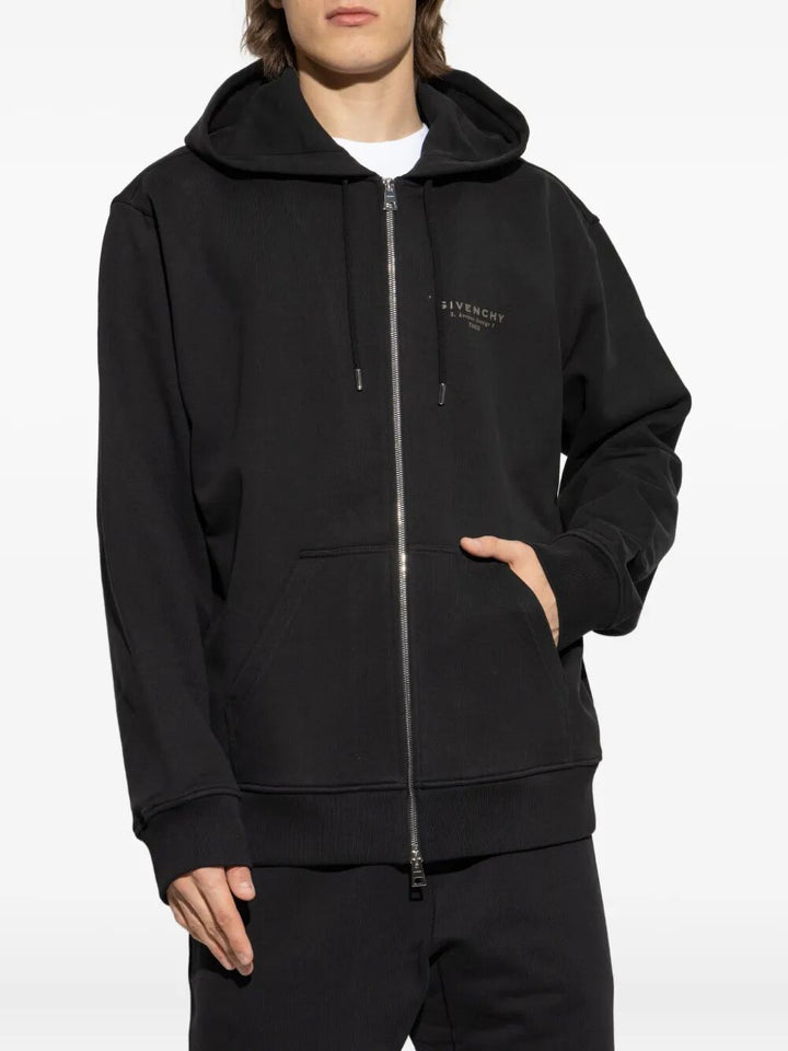 Givenchy Men Zipped Cotton Hoodie