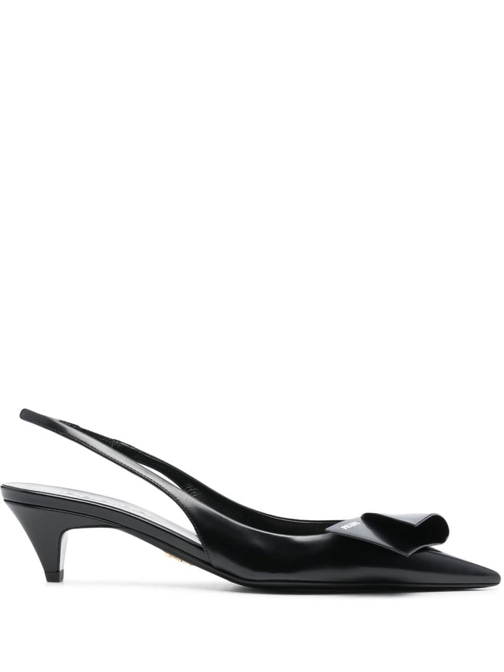 Prada Women Fold-Detail Leather Slingback Pumps