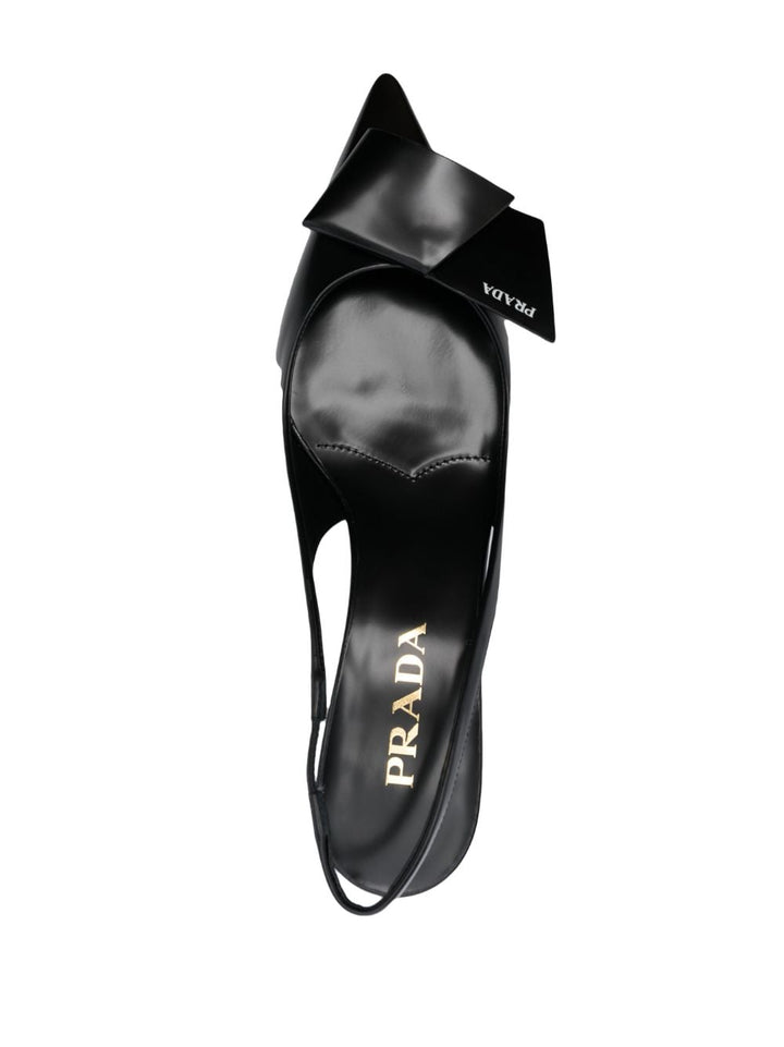 Prada Women Fold-Detail Leather Slingback Pumps