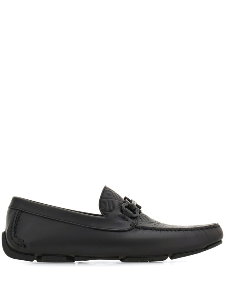 Ferragamo Men Embossed Gancini Monogram Driving Loafers