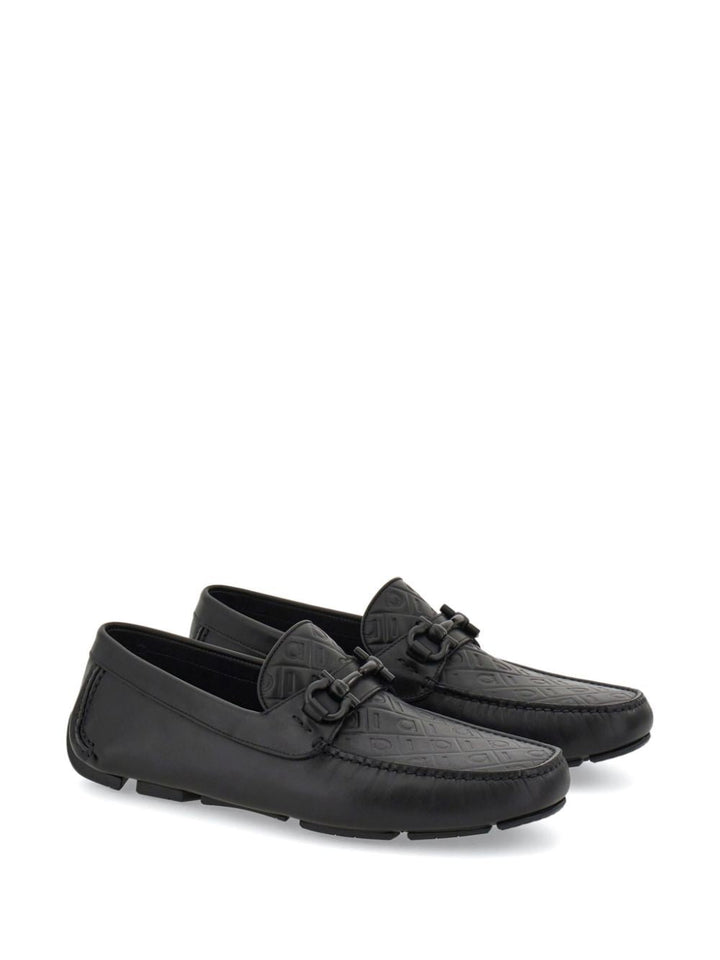 Ferragamo Men Embossed Gancini Monogram Driving Loafers
