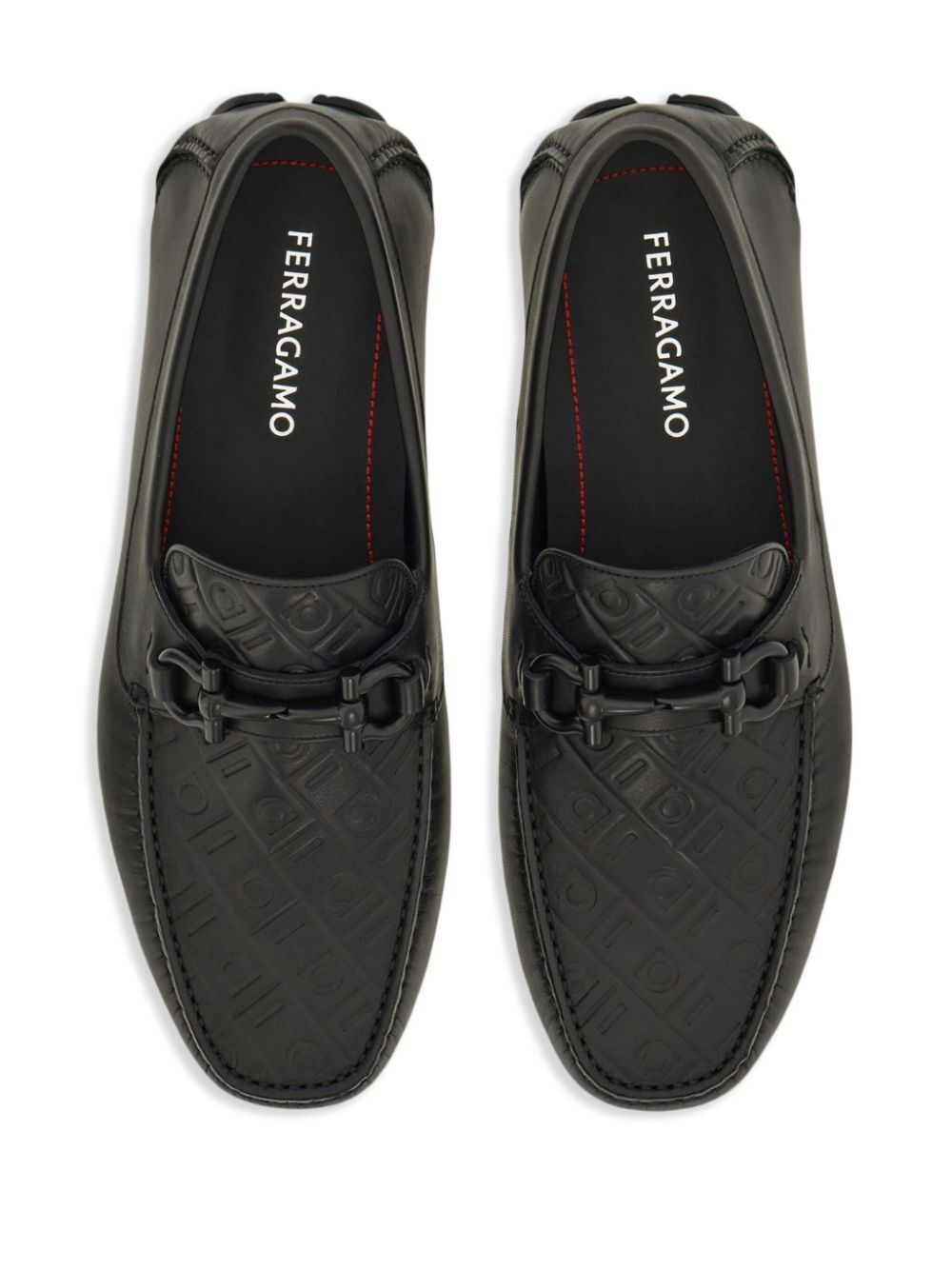 Ferragamo Men Embossed Gancini Monogram Driving Loafers