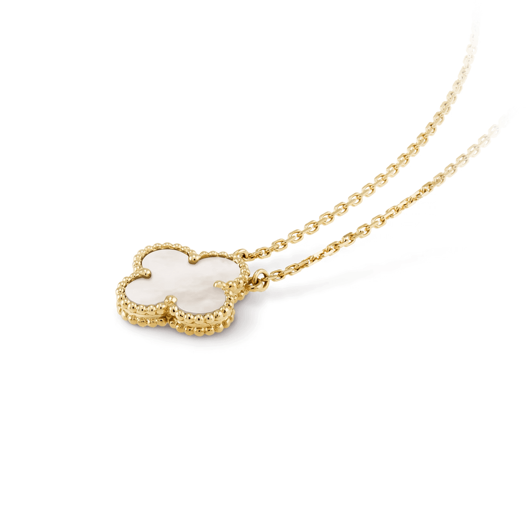 Van Cleef & Arpels Vintage Alhambra pendant 18K yellow gold, Mother-of-pearl on delicate chain