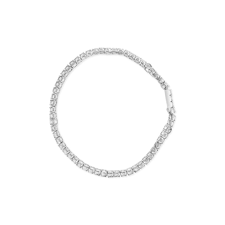 .925 Sterling Silver 1.0 Cttw Diamond Collar Line Link Bracelet (I-J Color, I1-I2 Clarity) - Size 7.25" Inches