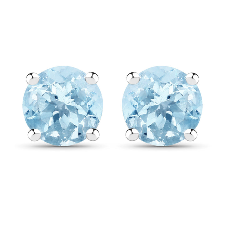 2.10 Carat Genuine Blue Topaz .925 Sterling Silver Earrings