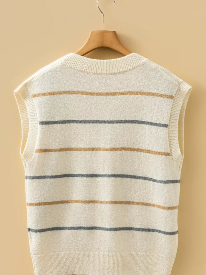 Striped Button-Down Sweater Vest