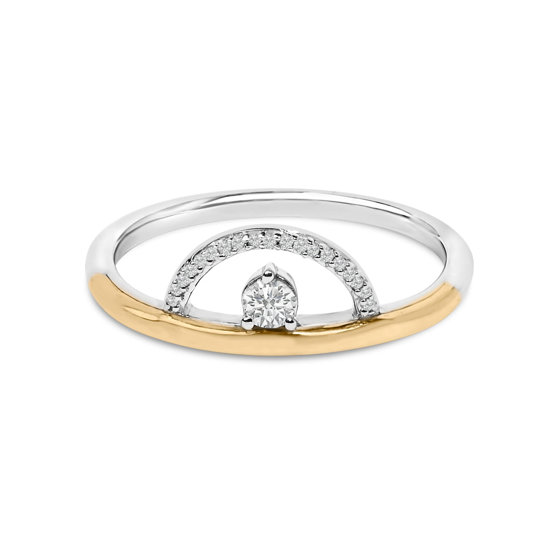 14K Yellow Gold Plated Sterling Silver 1/10 Cttw Diamond Arc Ring