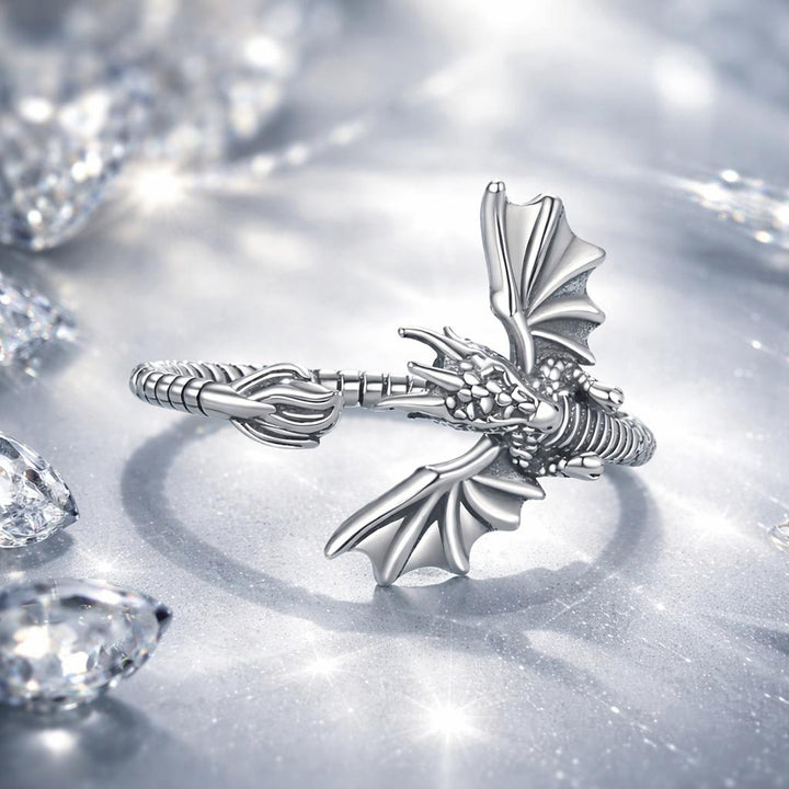 925 Sterling Silver Oxidized Dragon Ring