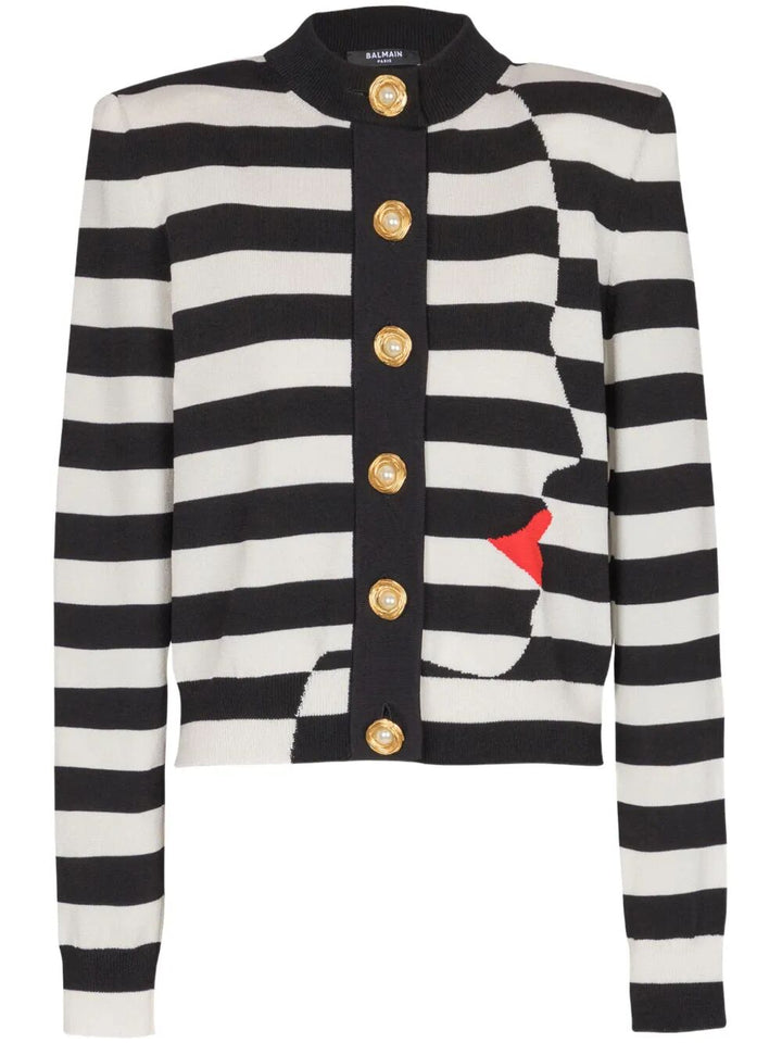 Balmain Women Buttoned Face Mariniere Knit Cardigan