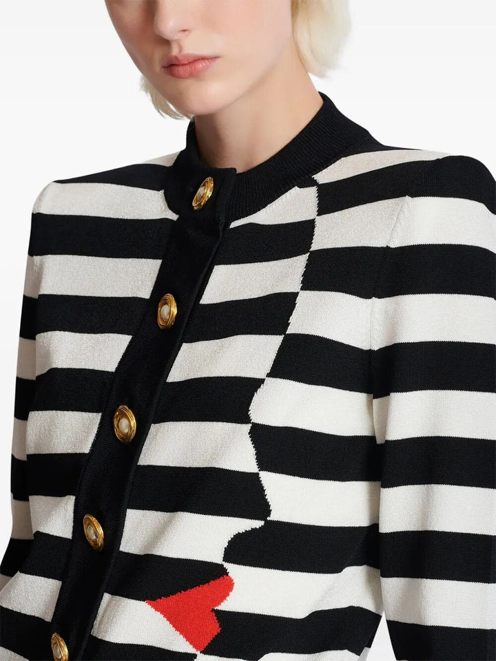 Balmain Women Buttoned Face Mariniere Knit Cardigan