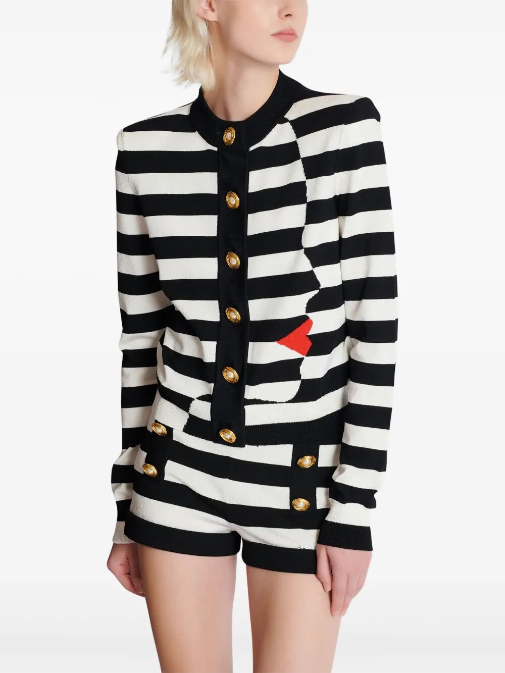 Balmain Women Buttoned Face Mariniere Knit Cardigan