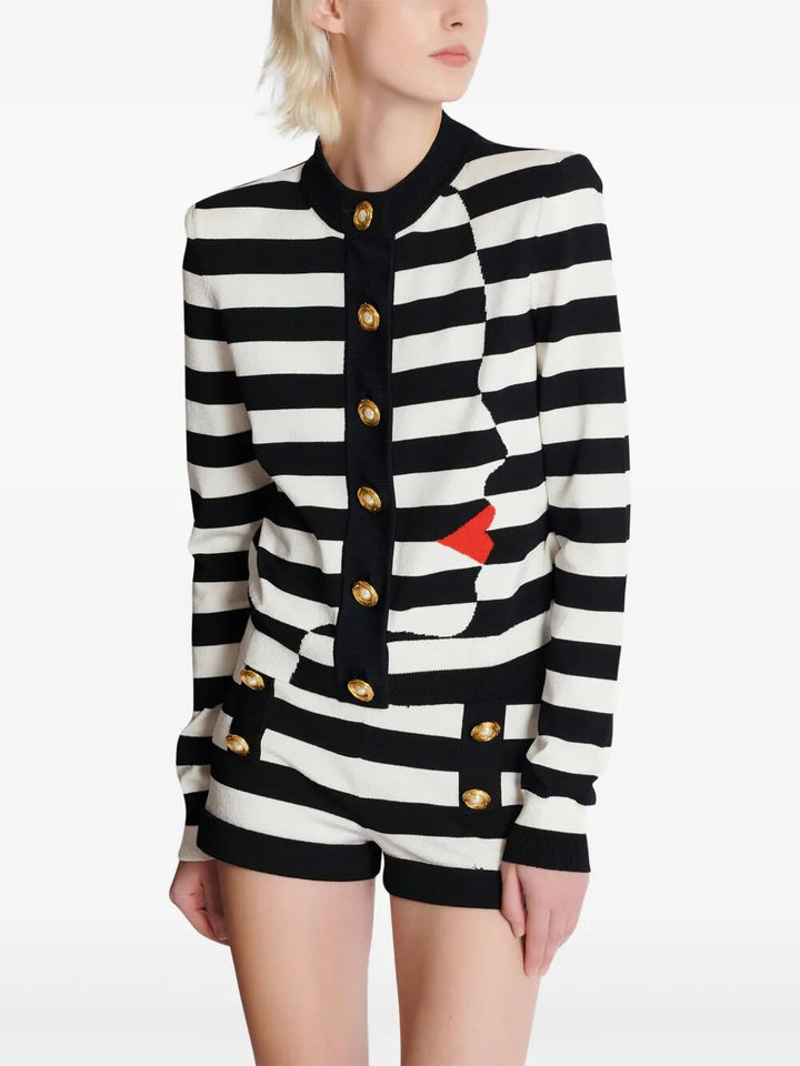 Balmain Women Buttoned Face Mariniere Knit Cardigan