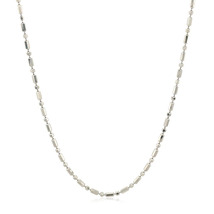 14k White Gold Diamond-Cut Alternating Bead Chain 1.5mm