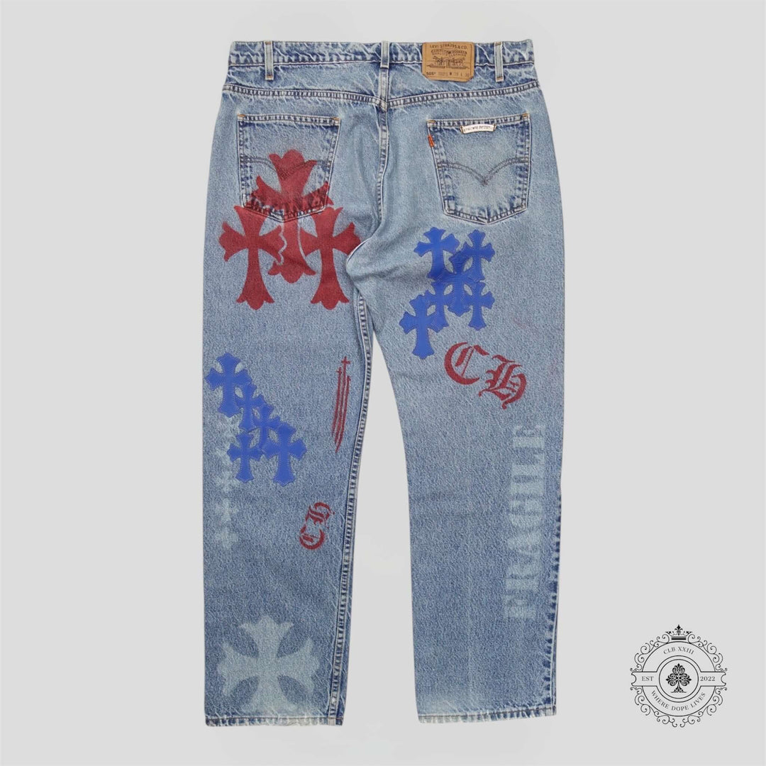 Chrome Hearts Cross Patch Stencil Jeans