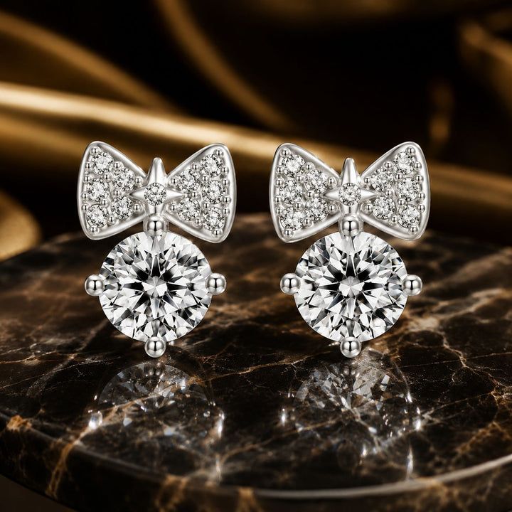 925 Sterling Silver Earrings with CZ and White Gold Plating for Women