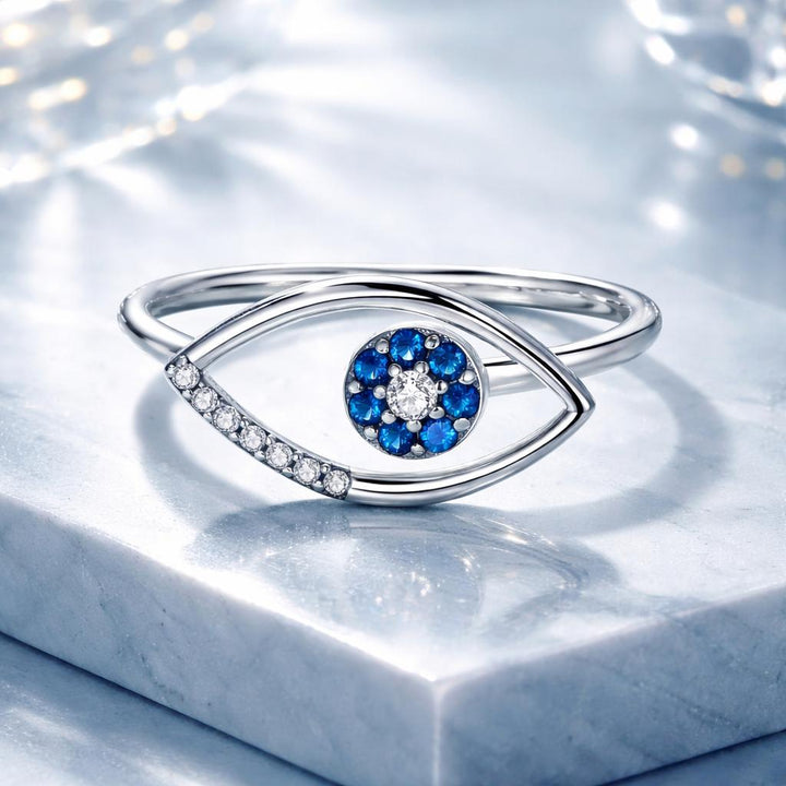 925 Sterling Silver Oxidized Ring with Pavé Setting CZ, 0.9*1.6 cm for Women