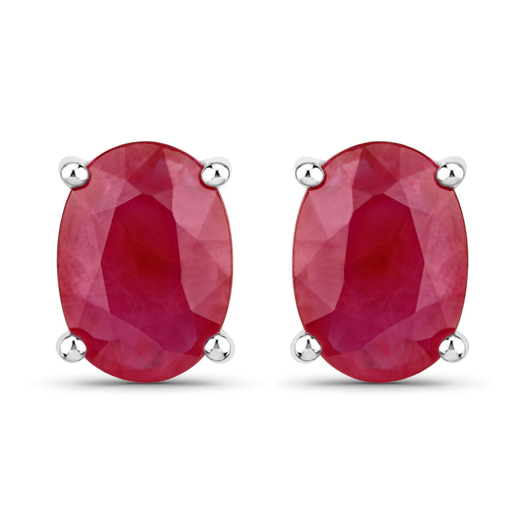 1.70 Carat Genuine Ruby 14K White Gold Earrings