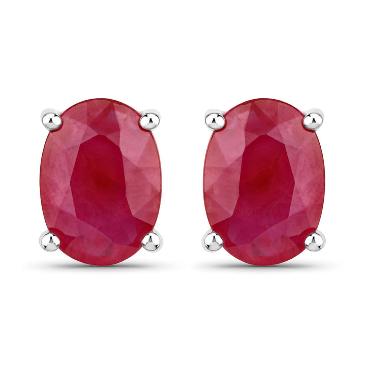 1.70 Carat Genuine Ruby 14K White Gold Earrings