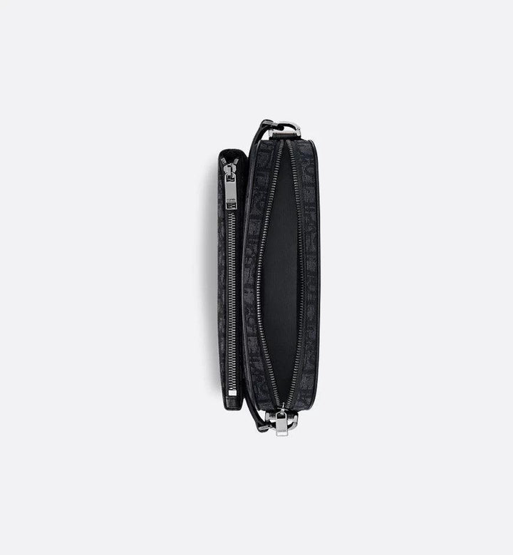 Dior Saddle Triple Pouch Beige and Black Dior Oblique Jacquard