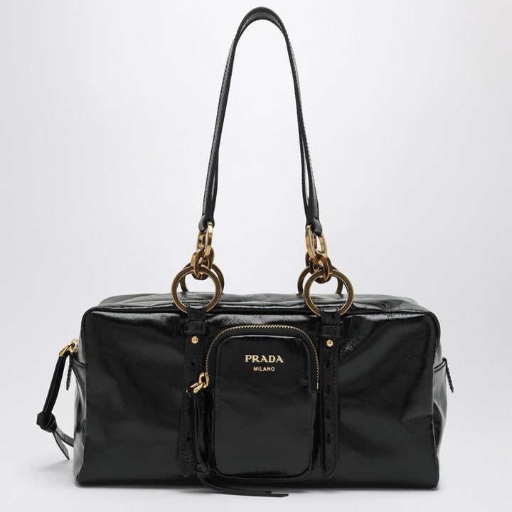 Prada Medium Black Leather Dangle Bag Women