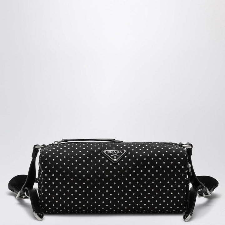 Prada Black Re-Nylon Shoulder Bag With Studs Women