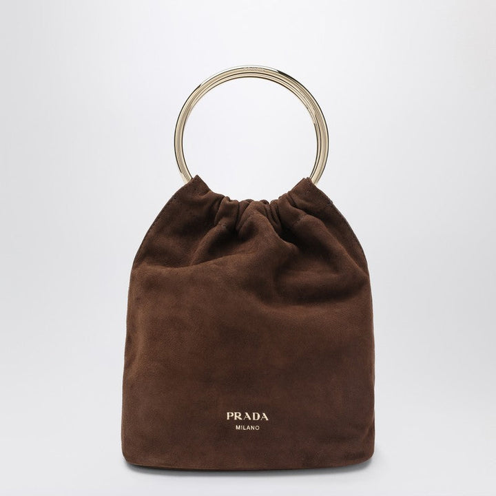Prada Mini Bucket Bag In Cocoa Color Suede Women