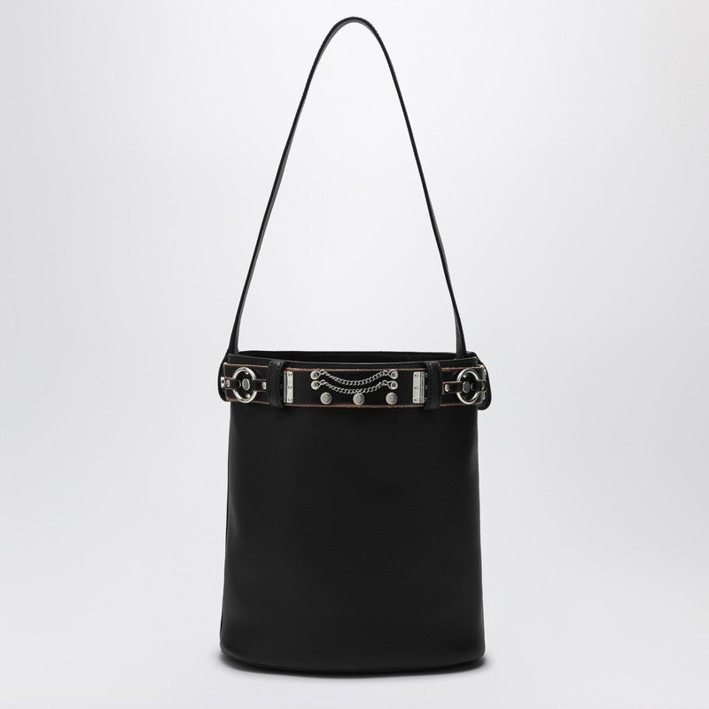 Prada Bucket Bag Buckle Black With Studded Belt Women