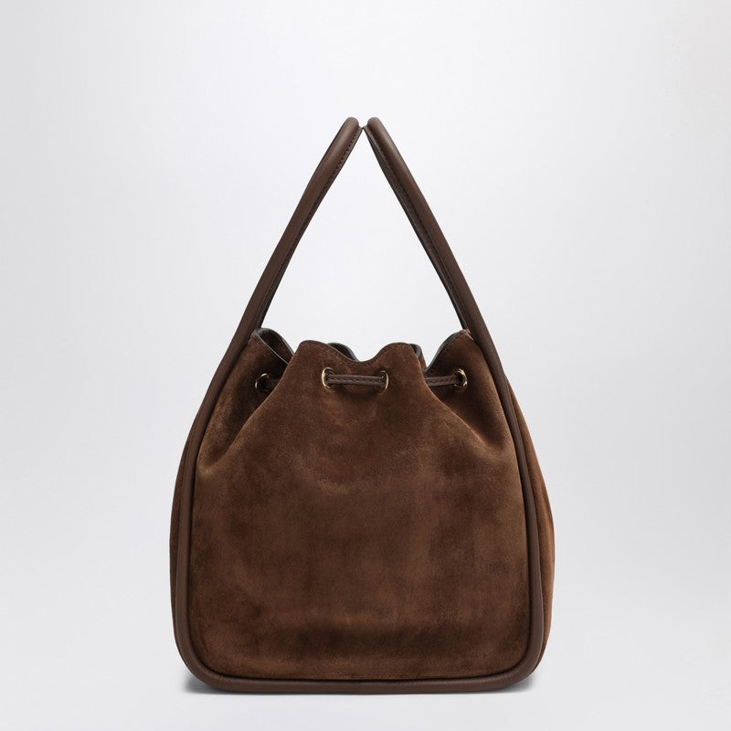Prada Small Bucket Bag In Suede Cacao Women