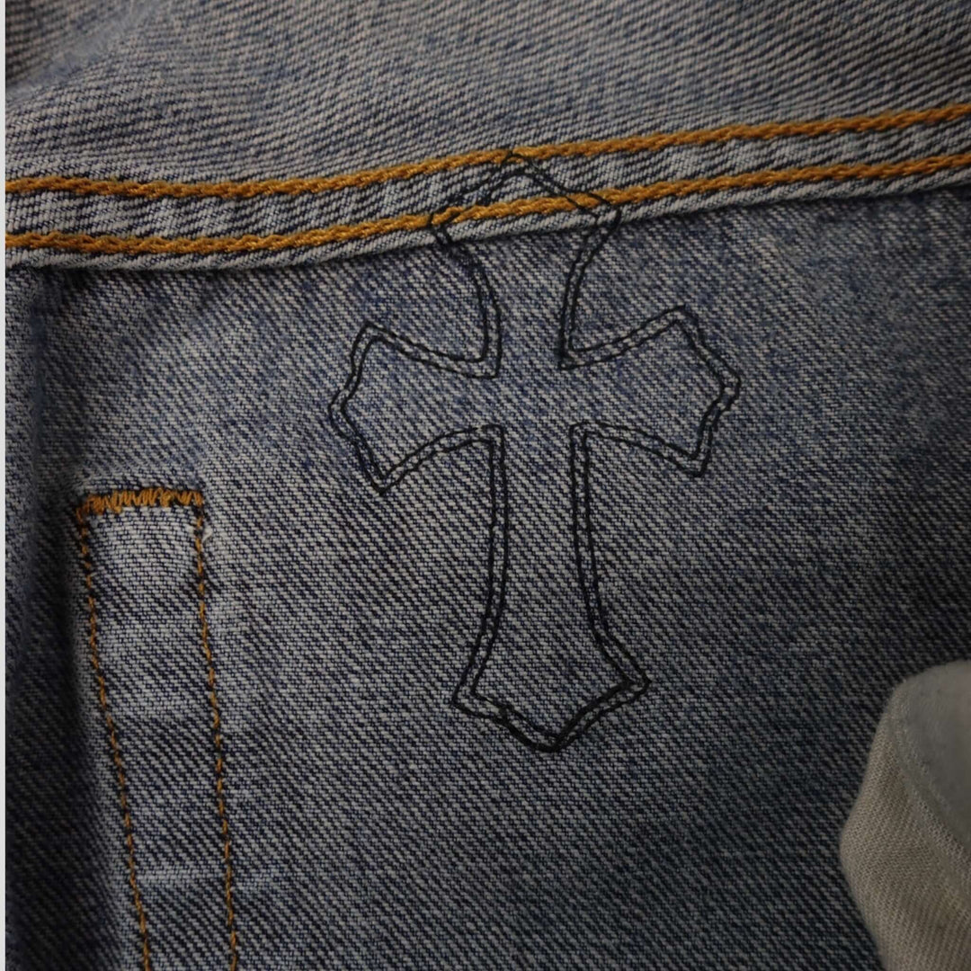 Chrome Hearts Leather Cross Patch Jeans