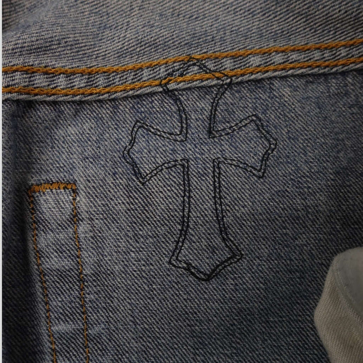 Chrome Hearts Leather Cross Patch Jeans