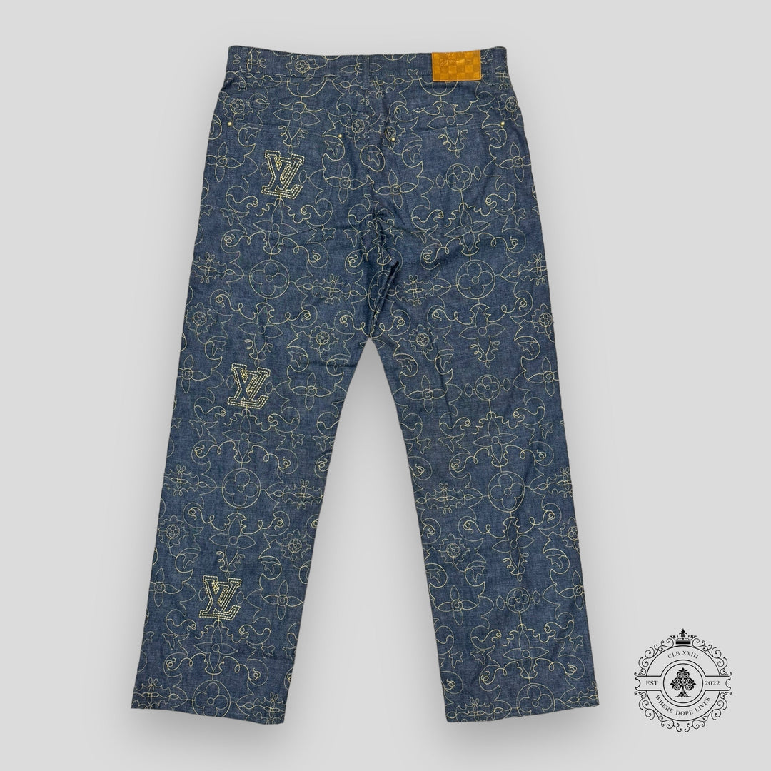 Louis Vuitton Arabesque Embroidered Denim Jeans