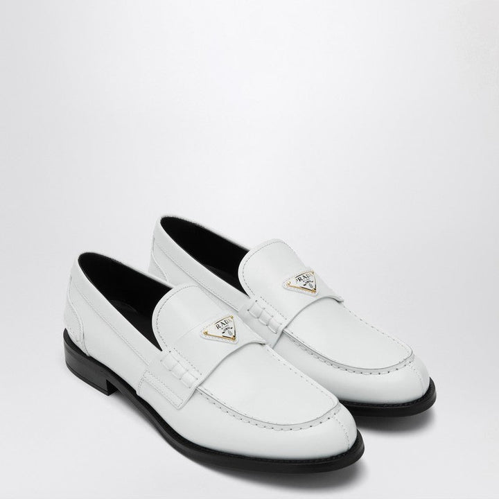 Prada Women White Brushed Leather Loafer