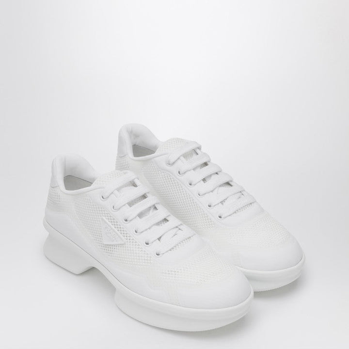 Prada White Fabric And Mesh Low-Top Sneaker Women