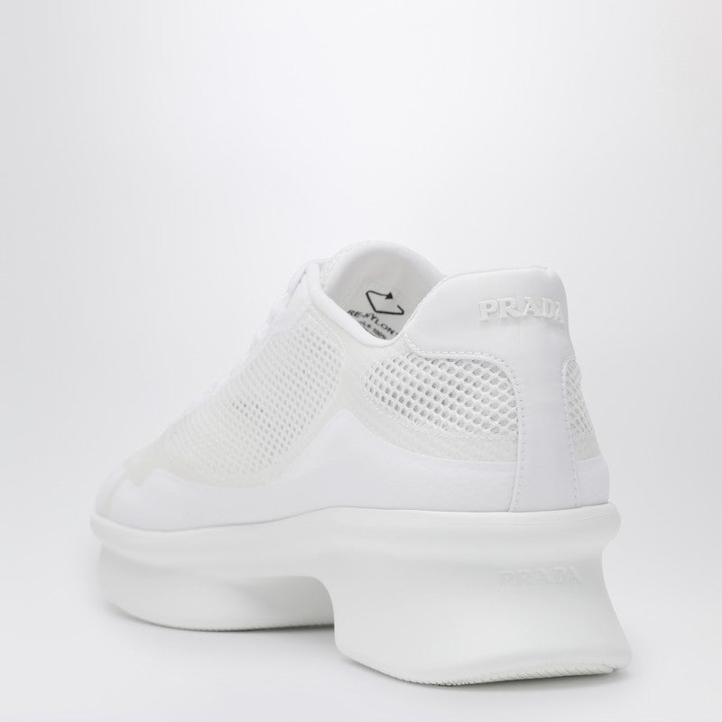 Prada White Fabric And Mesh Low-Top Sneaker Women