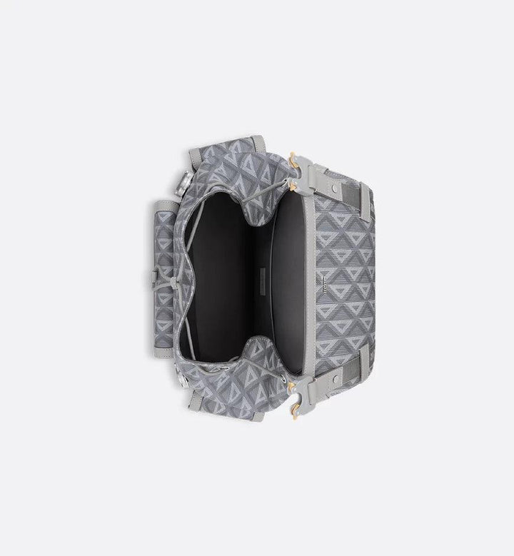 Dior Gray Coated Cotton Canvas with CD Diamond Print and Dior Gray Smooth Calfskin