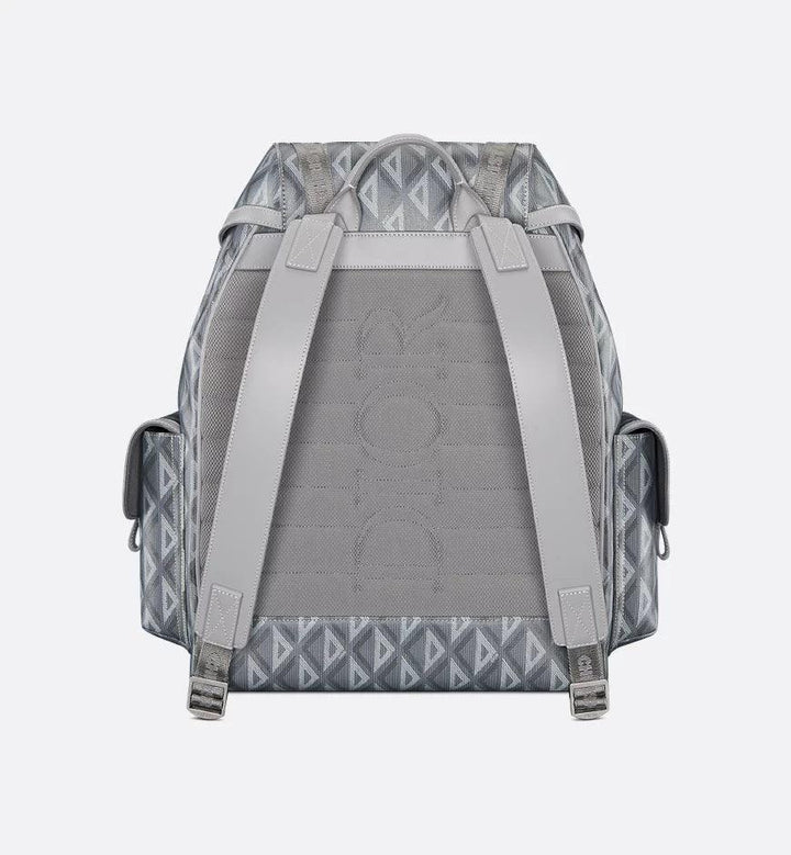 Dior Gray Coated Cotton Canvas with CD Diamond Print and Dior Gray Smooth Calfskin