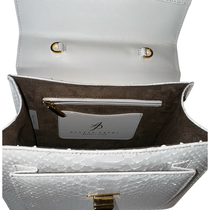 Cosmo Horse Handle Handbag In Iridescent White Python