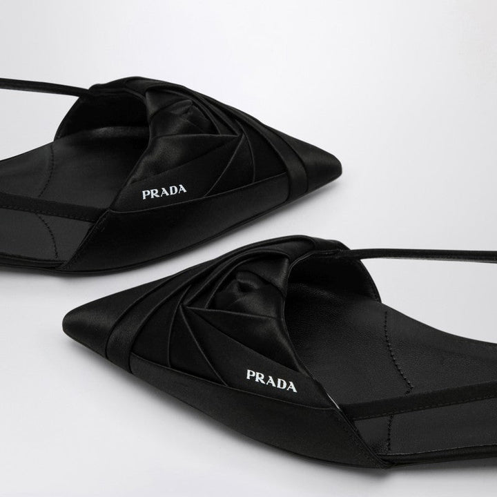 Prada Black Satin Ballerina With Cut Out Women