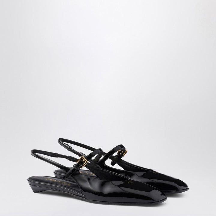Prada Black Patent Leather Slingback Ballerina Women