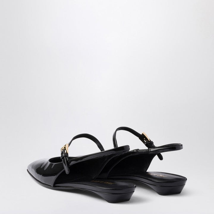 Prada Black Patent Leather Slingback Ballerina Women