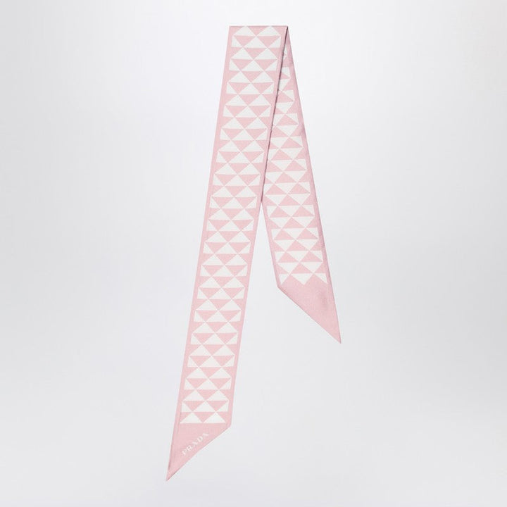 Prada Silk Jacquard Scarf Pink/White Women