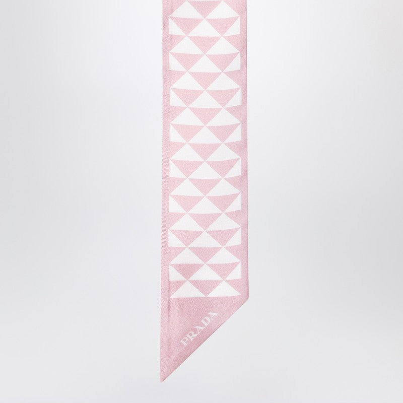 Prada Silk Jacquard Scarf Pink/White Women