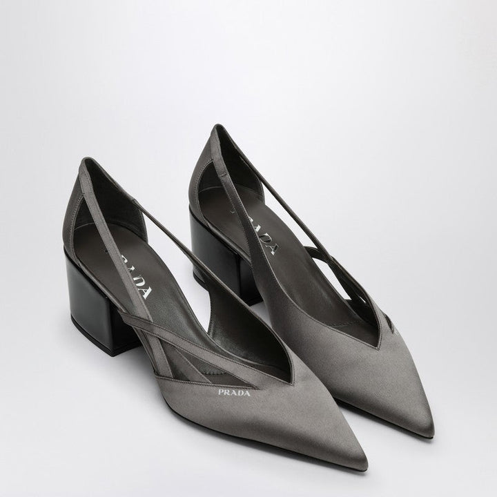 Prada Slate Grey Satin Décolleté With Cut Out Women