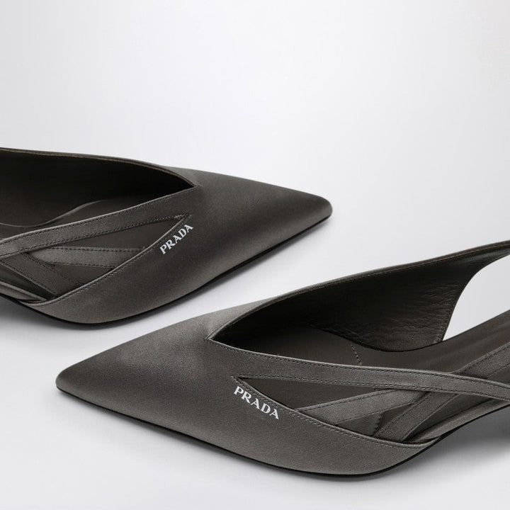 Prada Slate Grey Satin Décolleté With Cut Out Women