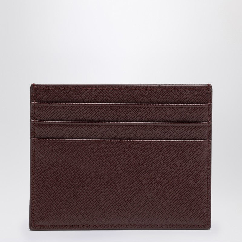 Prada Burgundy Card Holder In Saffiano Women
