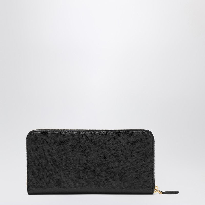 Prada Black Saffiano Zip-Around Wallet Women