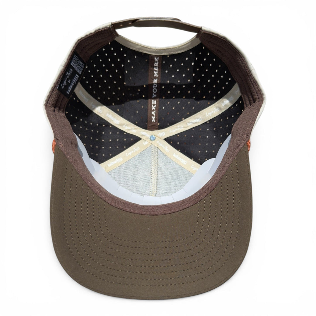 Longhorn Golf Hat | Snapback Cap | Built-in Magnetic Ball Marker Holder + Marker Included | Adjustable Tan Bull Skull