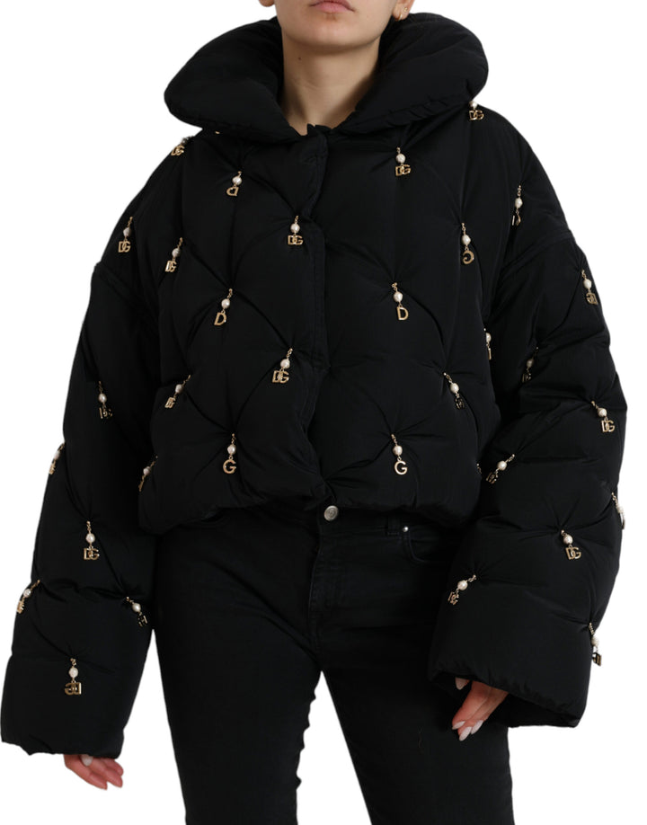 DOLCE & GABBANA Elegant Quilted Jacket with Pearl Embellishment
