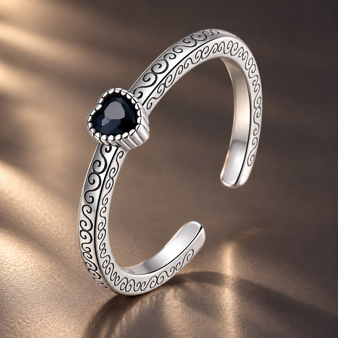 925 Sterling Silver Oxidized CZ Pavé Ring for Women